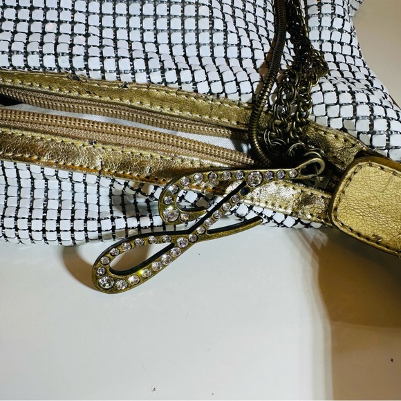 Big beautiful, gently loved white chain, male handbag gold accents strap by J Lo - Picture 3 of 9